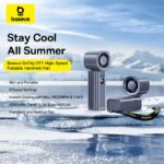 Baseus GoTrip DT1 High-Speed Foldable Handheld Fan Mini and Portable 5 Speeds 4000mAh Capacity...