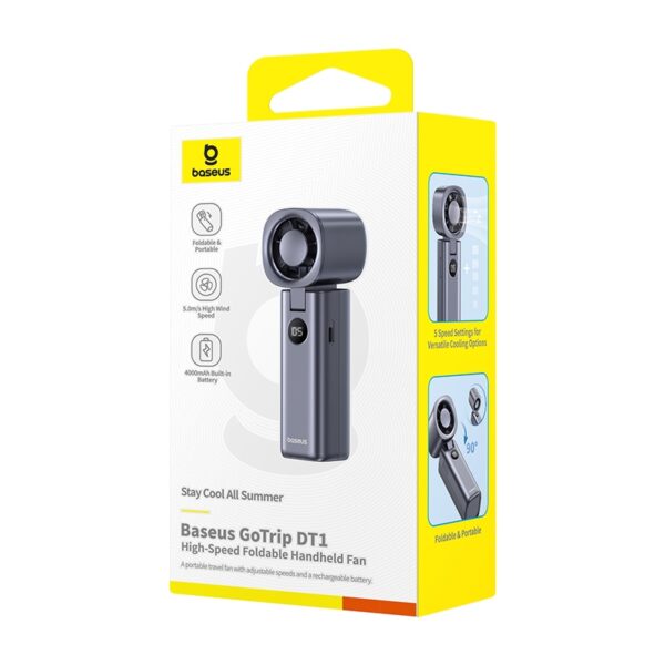Baseus GoTrip DT1 High-Speed Foldable Handheld Fan Mini and Portable 5 Speeds 4000mAh Capacity... - Image 5