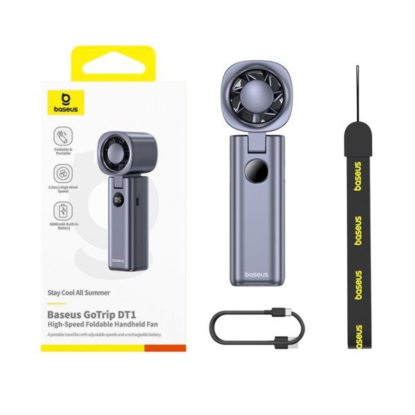 Baseus GoTrip DT1 High-Speed Foldable Handheld Fan Mini and Portable 5 Speeds 4000mAh Capacity... - Image 6